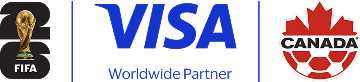 Partnership logos of Fifa, Visa and Canada Soccer